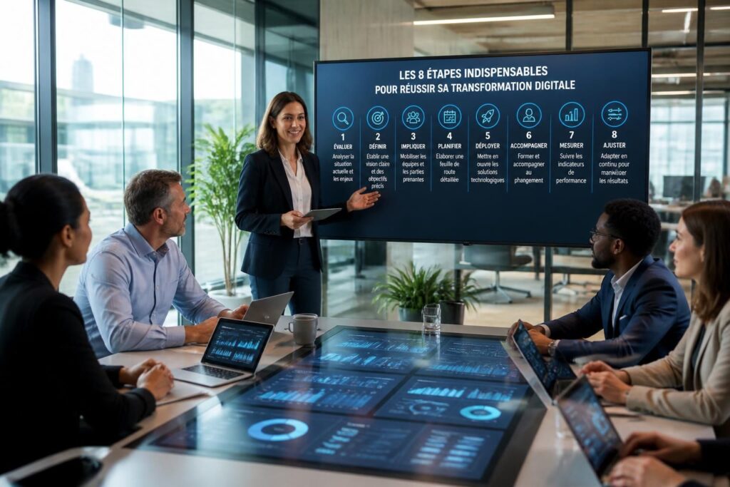 découvrez les 8 étapes indispensables pour réussir la transformation digitale de votre entreprise et booster votre performance grâce aux outils numériques.
