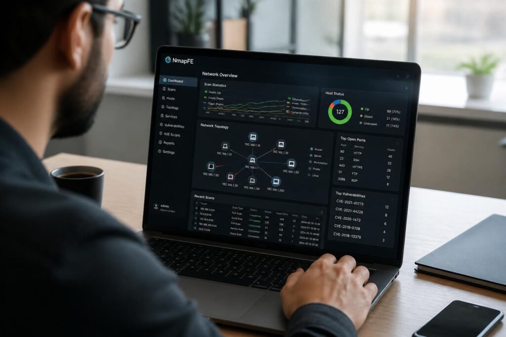 nmapfe : découvrez l'interface graphique intuitive qui simplifie l'analyse réseau pour les professionnels, offrant puissance et facilité d'utilisation pour des audits précis et rapides.